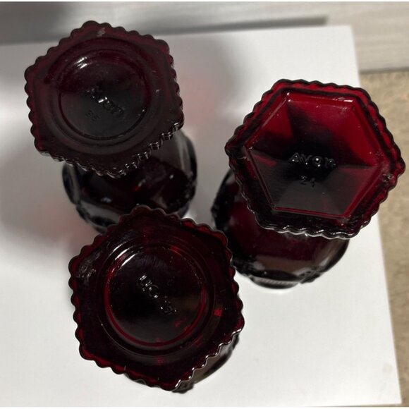Avon Cape Cod Ruby Red Wine Glasses Set Of 3 Goblets Candle Holder 4.5" - Picture 5 of 6